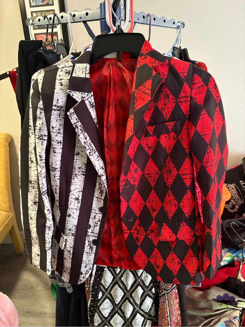 Red & Black Harlequin Pattern kids Blazer - Bold Statement Jacket